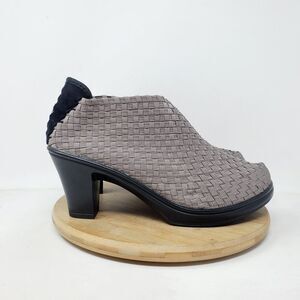 Bernie Mev Chesca Boots Womens 40 Grey Woven Ankle Bootie Woven Block‎ Heel Shoe